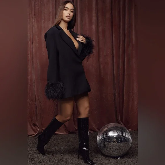 House of CB Esme Black Oversized Blazer - Size S - Picture 5 of 16